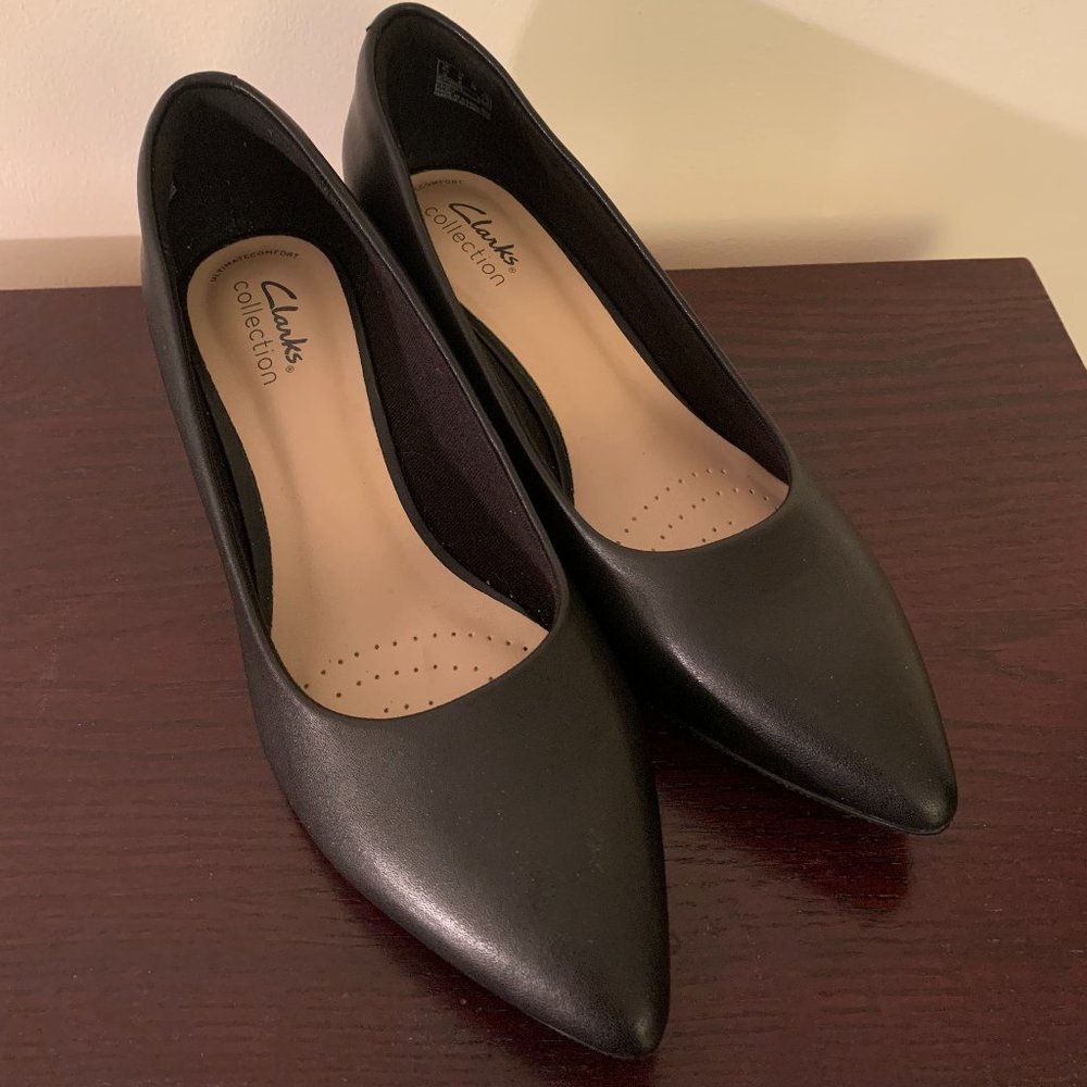 Clarks Black Leather Heels